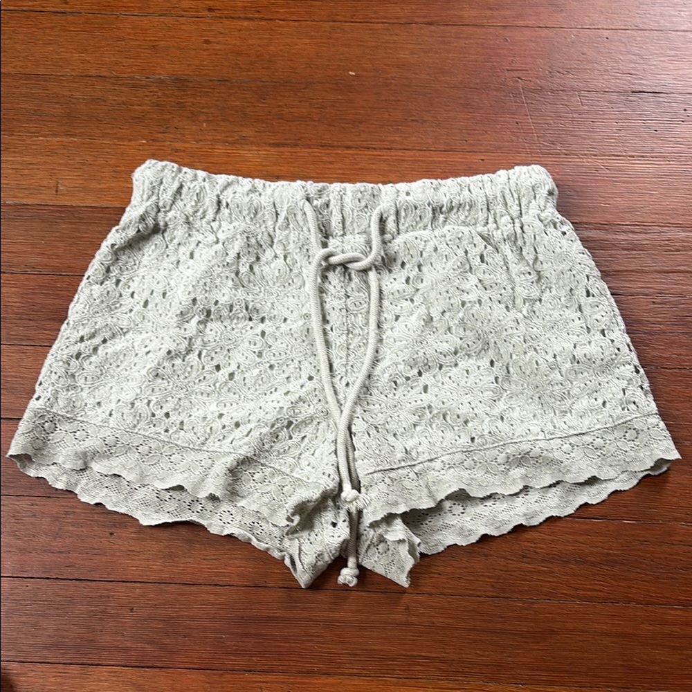 Banjara Lace Trim Shorts in Sage Green With Built In Shorts